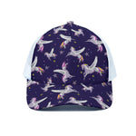Night Winged Unicorn Pattern Print White Mesh Trucker Cap
