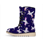 Night Winged Unicorn Pattern Print Winter Boots