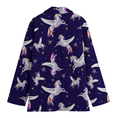 Night Winged Unicorn Pattern Print Women's Blazer