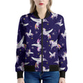 Night Winged Unicorn Pattern Print Women's Bomber Jacket