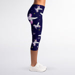 Night Winged Unicorn Pattern Print Women's Capri Leggings