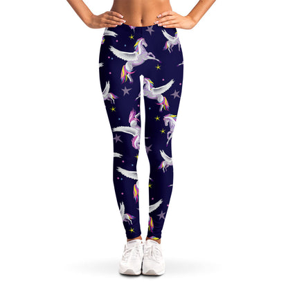 Night Winged Unicorn Pattern Print Women's Leggings