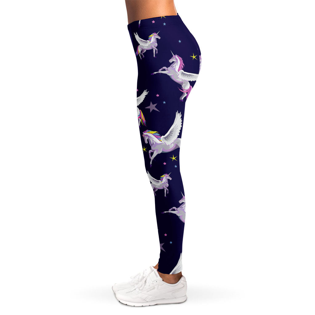 Night Winged Unicorn Pattern Print Women's Leggings