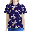 Night Winged Unicorn Pattern Print Women's Polo Shirt