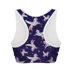 Night Winged Unicorn Pattern Print Women's Sports Bra