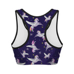 Night Winged Unicorn Pattern Print Women's Sports Bra