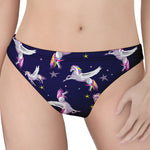 Night Winged Unicorn Pattern Print Women's Thong