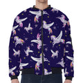 Night Winged Unicorn Pattern Print Zip Sleeve Bomber Jacket