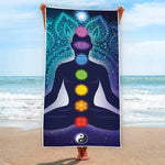 Nine Chakras Aura Print Beach Towel