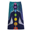 Nine Chakras Aura Print Cotton Front Slit Maxi Skirt