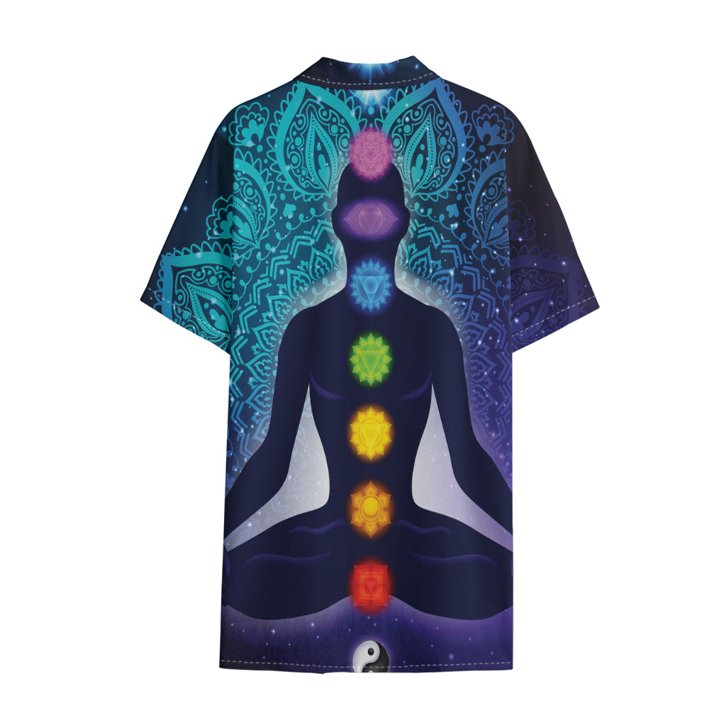 Nine Chakras Aura Print Cotton Hawaiian Shirt