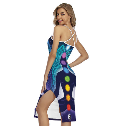 Nine Chakras Aura Print Cross Back Cami Dress