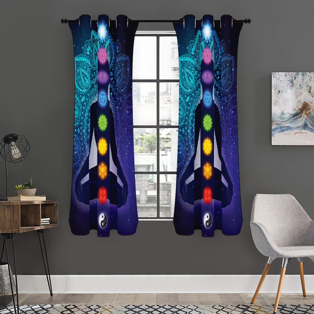 Nine Chakras Aura Print Curtain