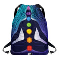 Nine Chakras Aura Print Drawstring Backpack