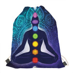 Nine Chakras Aura Print Drawstring Bag