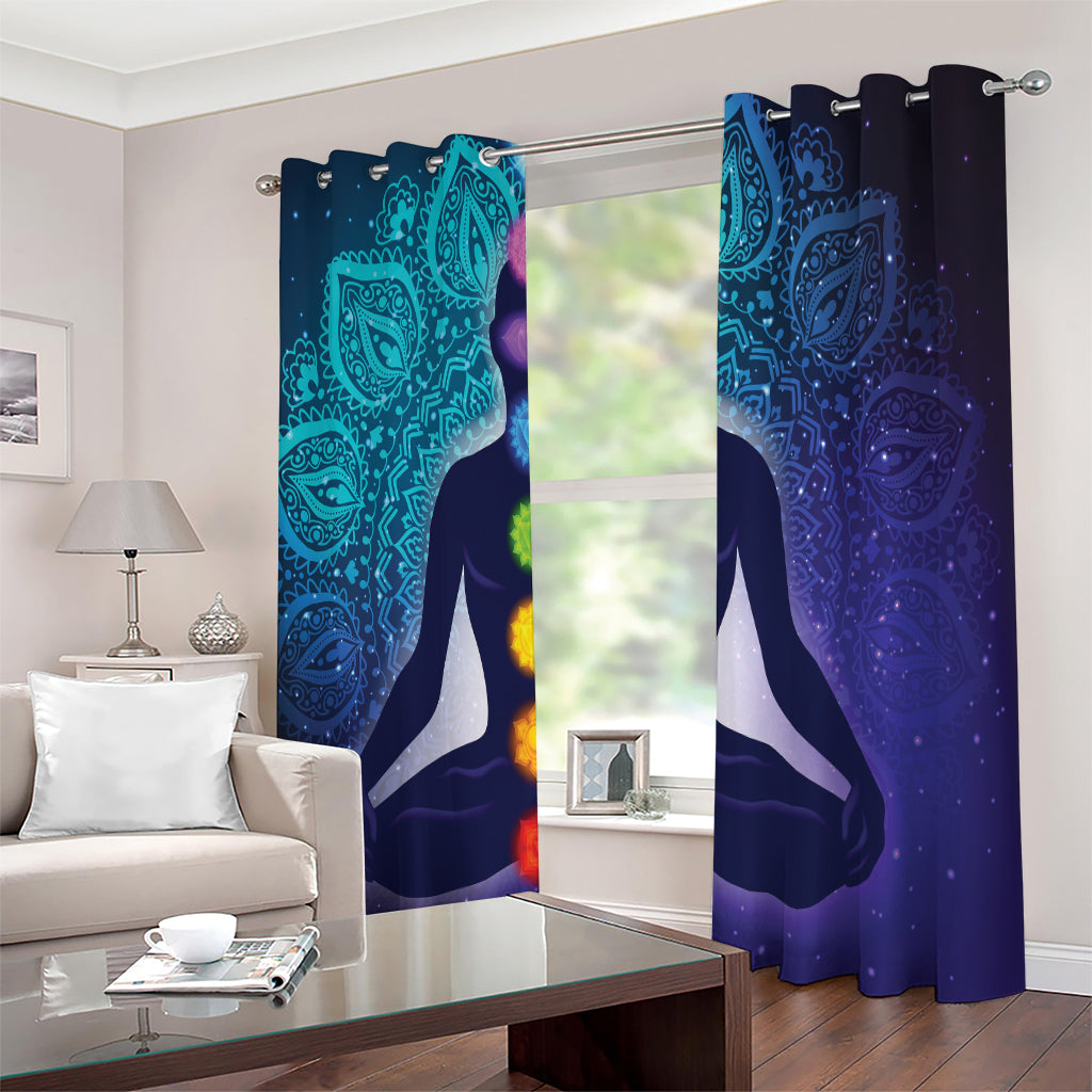 Nine Chakras Aura Print Extra Wide Grommet Curtains