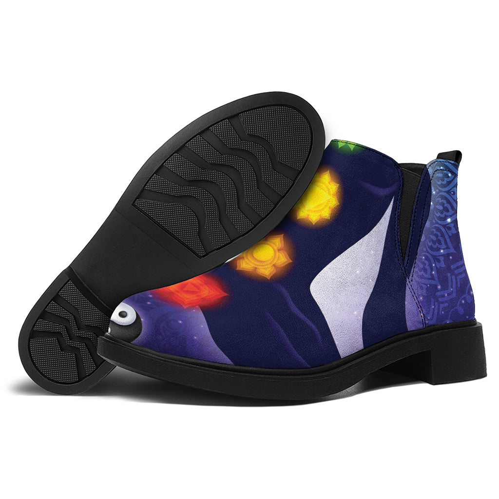 Nine Chakras Aura Print Flat Ankle Boots