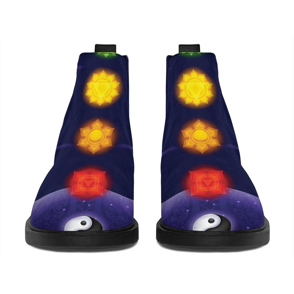 Nine Chakras Aura Print Flat Ankle Boots