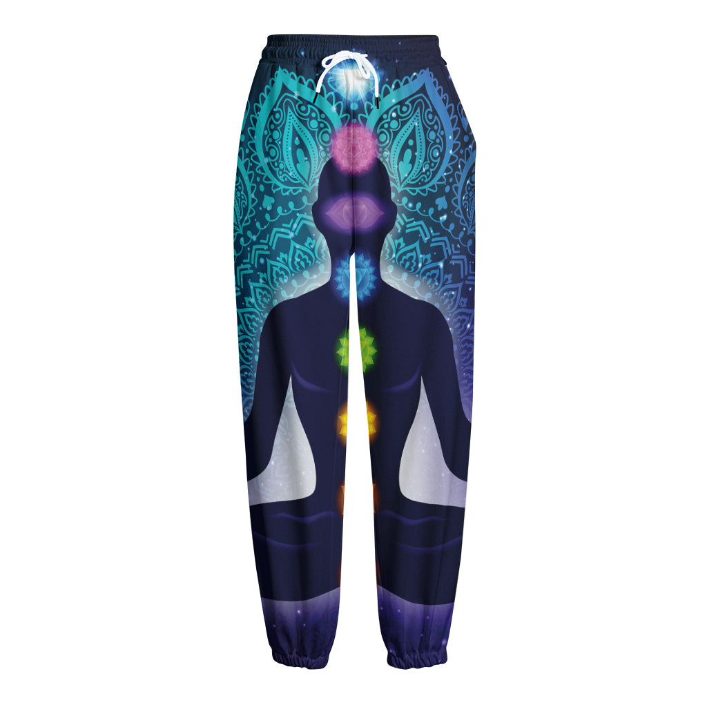 Nine Chakras Aura Print Fleece Lined Knit Pants