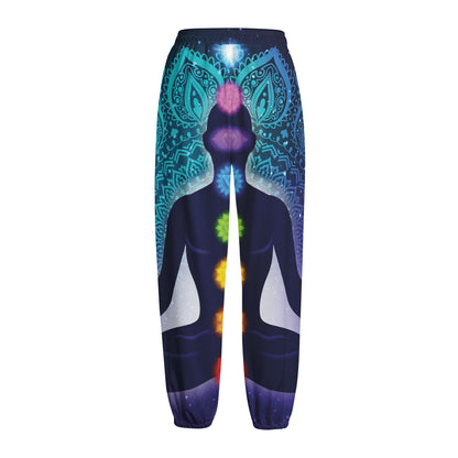 Nine Chakras Aura Print Fleece Lined Knit Pants