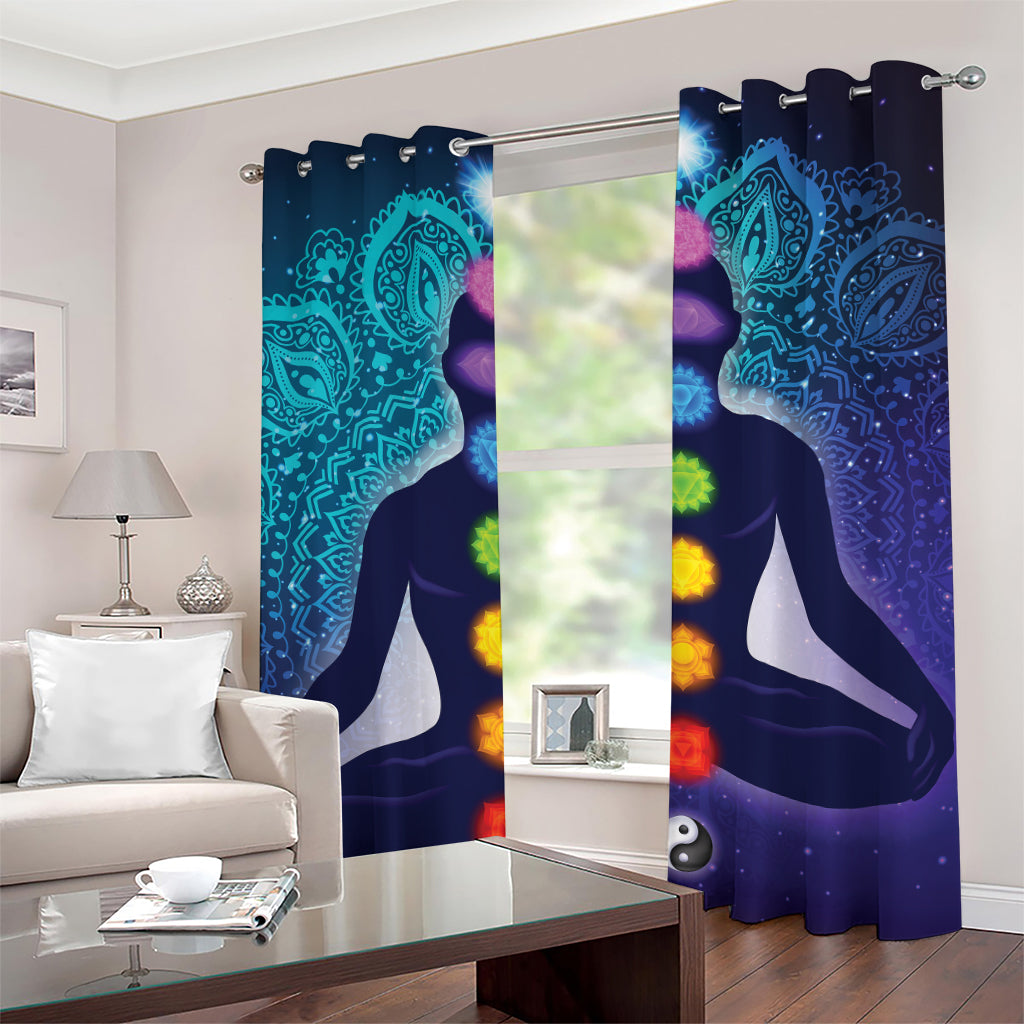 Nine Chakras Aura Print Grommet Curtains