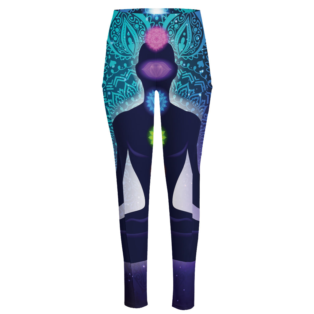 Nine Chakras Aura Print High-Waisted Pocket Leggings