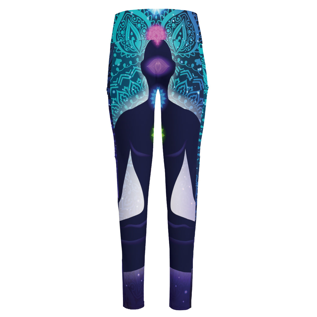 Nine Chakras Aura Print High-Waisted Pocket Leggings