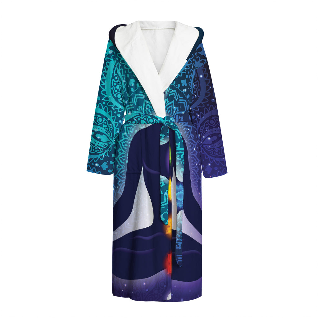Nine Chakras Aura Print Hooded Bathrobe