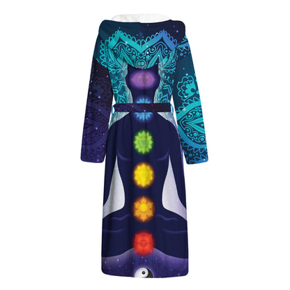 Nine Chakras Aura Print Hooded Bathrobe