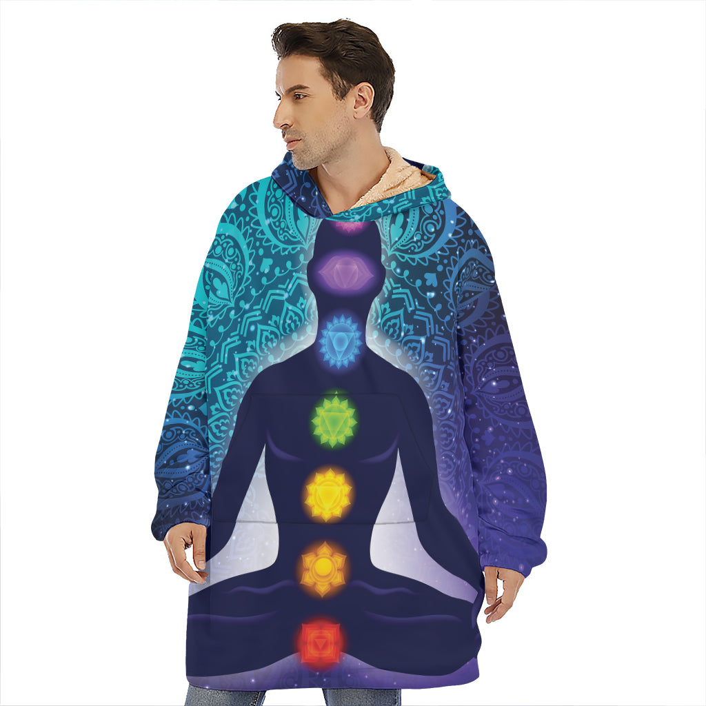 Nine Chakras Aura Print Hoodie Blanket