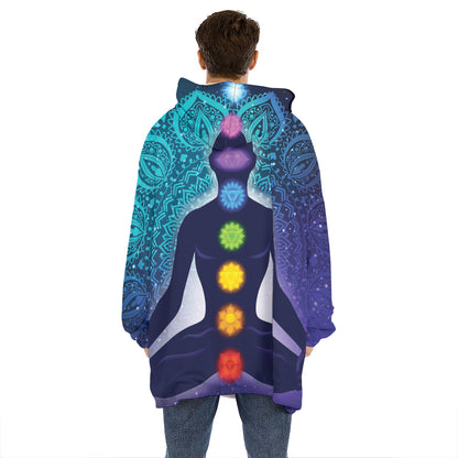 Nine Chakras Aura Print Hoodie Blanket