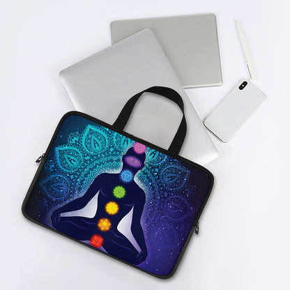 Nine Chakras Aura Print Laptop Sleeve With Handle