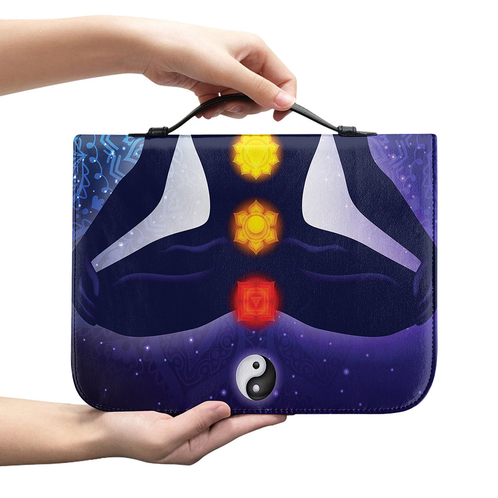 Nine Chakras Aura Print Leather Bible Cover