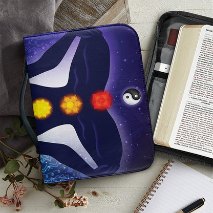 Nine Chakras Aura Print Leather Bible Cover