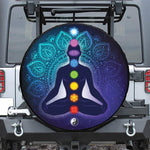 Nine Chakras Aura Print Leather Spare Tire Cover