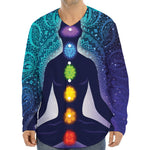 Nine Chakras Aura Print Long Sleeve Baseball Jersey