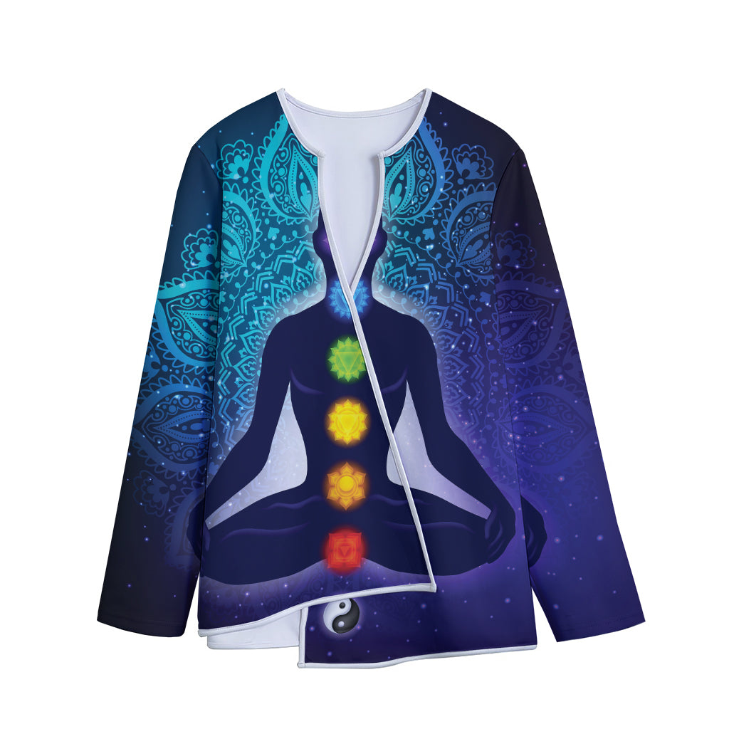 Nine Chakras Aura Print Long Sleeve Short Coat