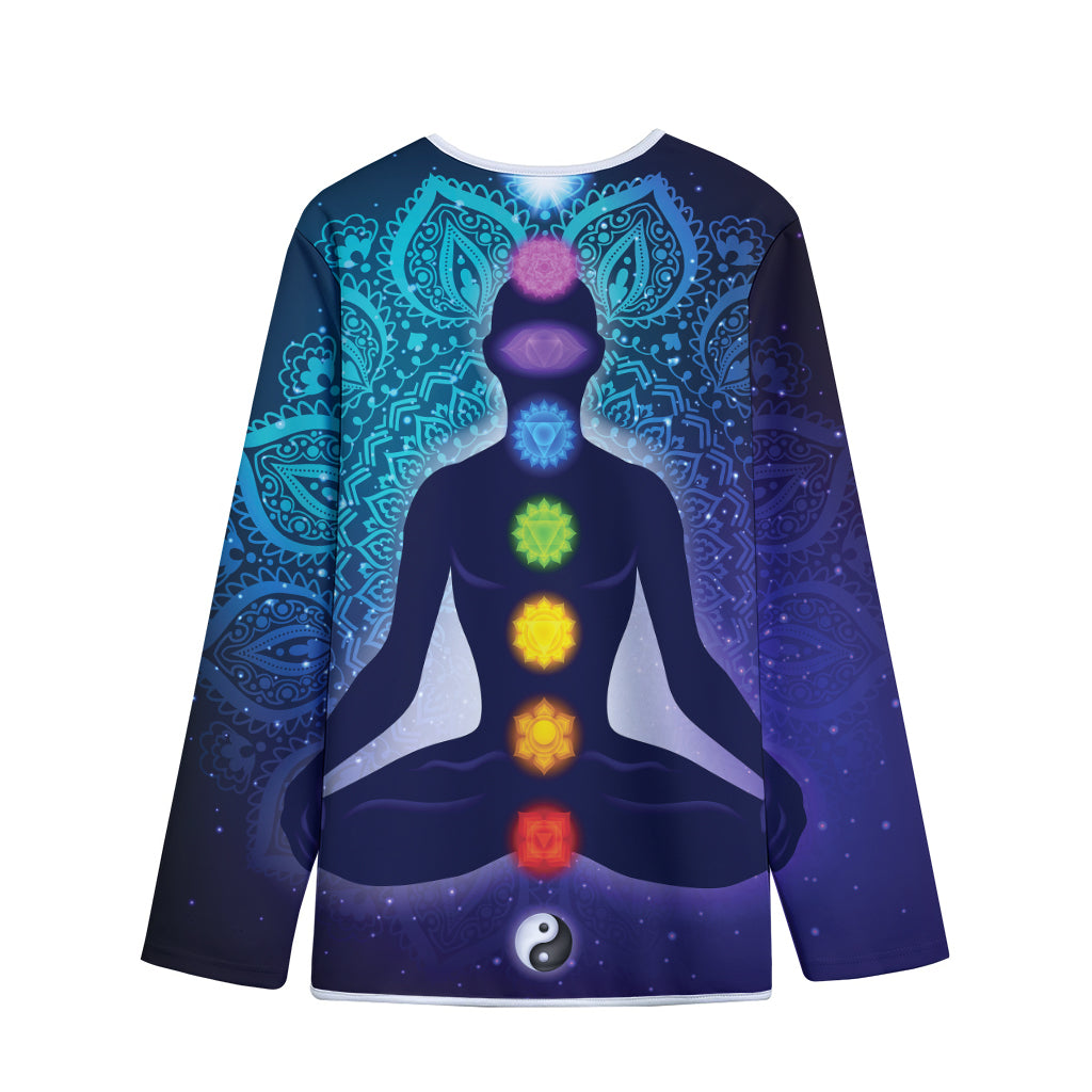 Nine Chakras Aura Print Long Sleeve Short Coat