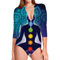 Nine Chakras Aura Print Long Sleeve Swimsuit