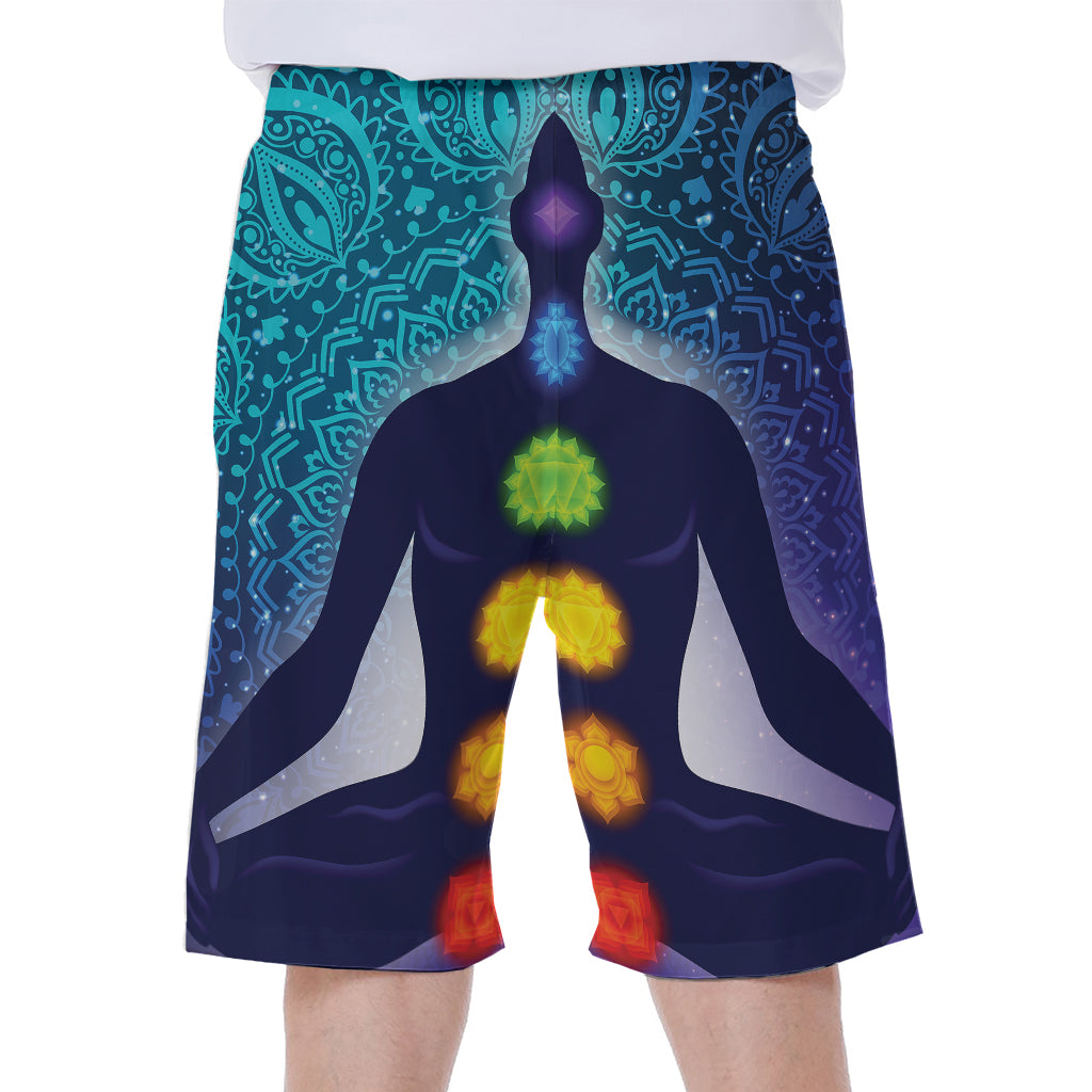 Nine Chakras Aura Print Men's Beach Shorts