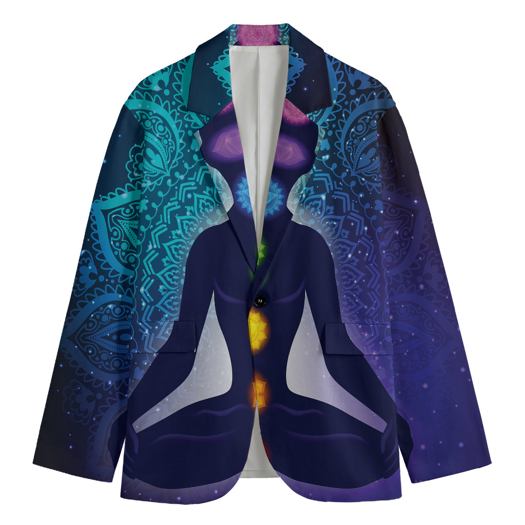 Nine Chakras Aura Print Men's Blazer