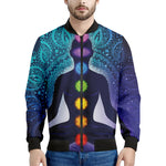 Nine Chakras Aura Print Men's Bomber Jacket