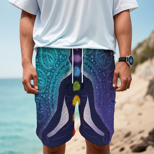 Nine Chakras Aura Print Men's Cargo Shorts