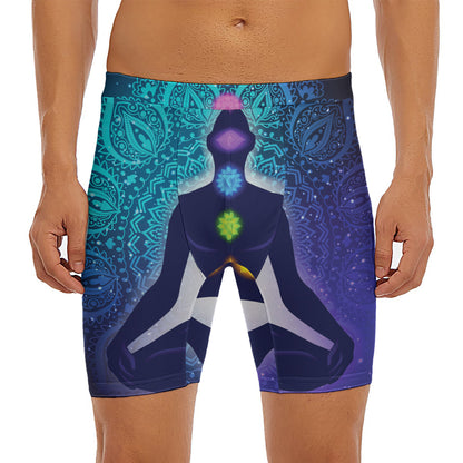 Nine Chakras Aura Print Men's Long Boxer Briefs