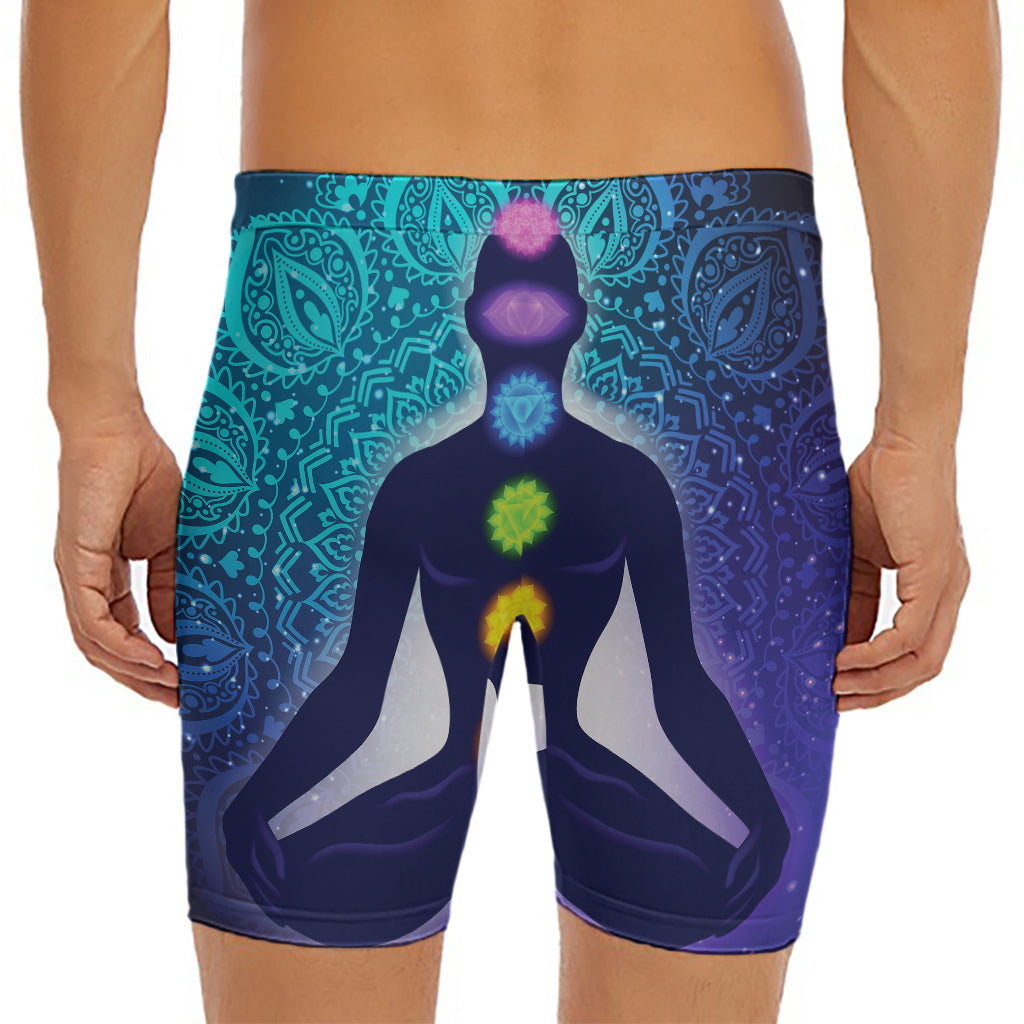 Nine Chakras Aura Print Men's Long Boxer Briefs