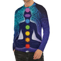 Nine Chakras Aura Print Men's Long Sleeve Rash Guard