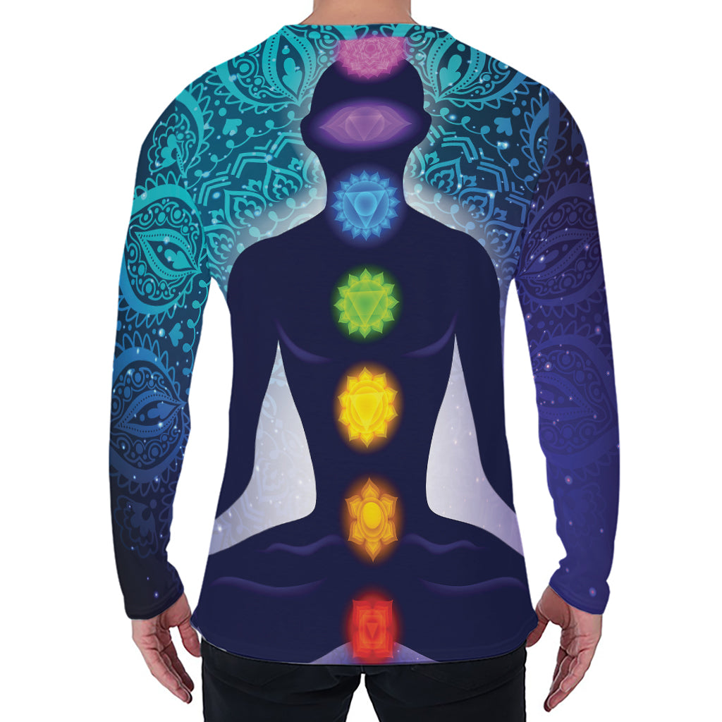 Nine Chakras Aura Print Men's Long Sleeve T-Shirt