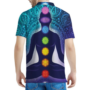 Nine Chakras Aura Print Men's Polo Shirt