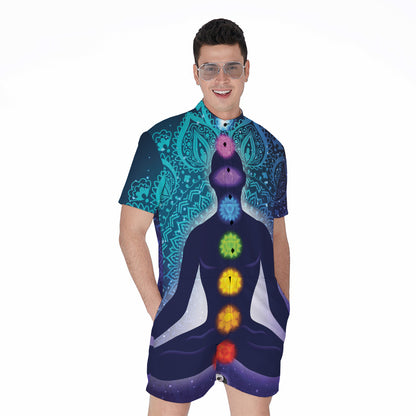 Nine Chakras Aura Print Men's Rompers