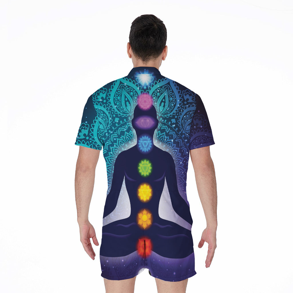 Nine Chakras Aura Print Men's Rompers